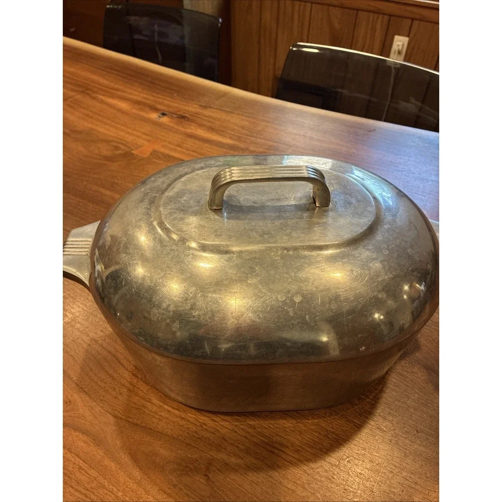 Vintage Wagner Ware Sidney -0- Magnalite Roaster 4265-P, Lid, Trivet Large 8 QT